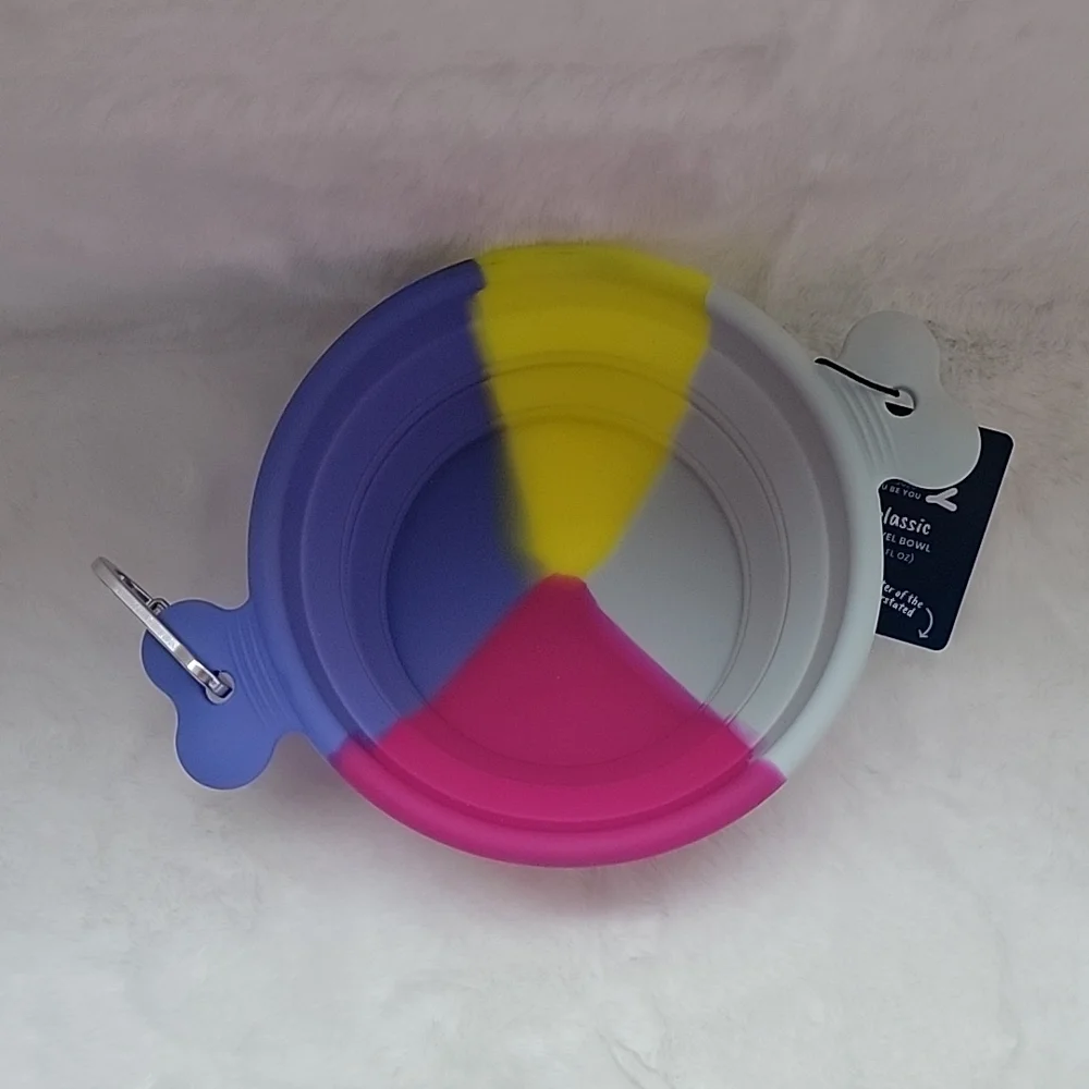 YOULY Color Swirl Silicone Dog Travel Bowl, 3 Cups